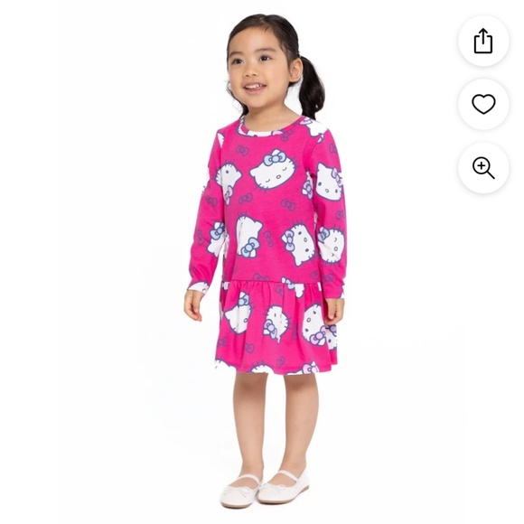 Hello Kitty Toddler Girls Pink Long Sleeve Drop Waist Dress Size 5T NWT - Picture 4 of 8